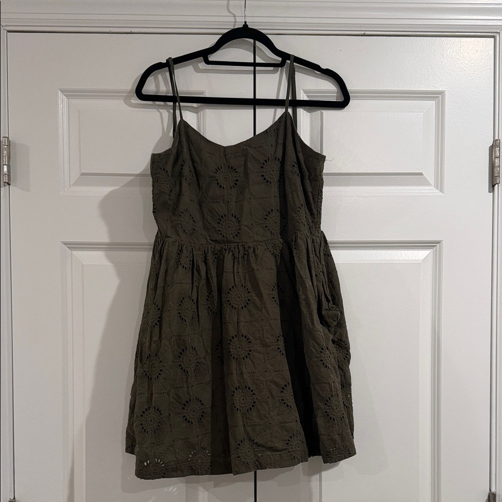 LOFT Khaki Lace Mini Dress